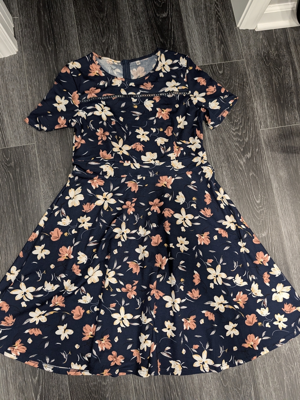 Women's Navy Floral Fit-and-Flare Dress
